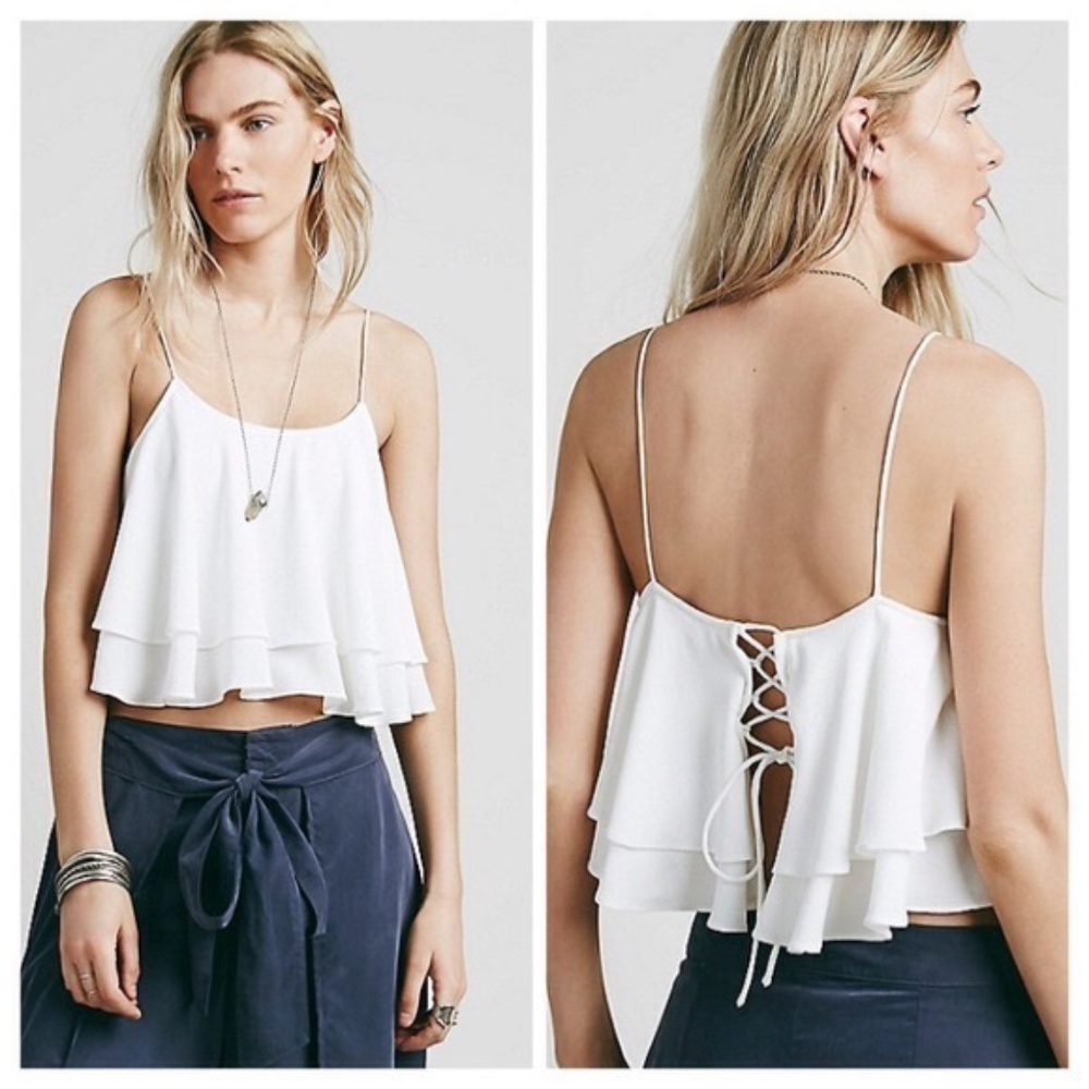 Free People Tropical Wave Corset Tie Crop Top NWOT